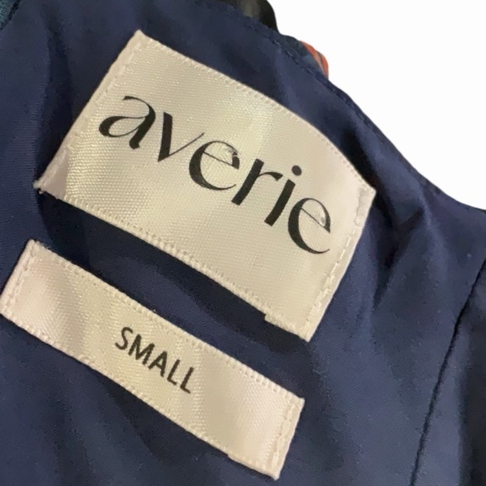 Averie Navy Floral Draped Midi Dress Small Ruched Wrap Front Date Night Cocktail - Picture 4 of 4